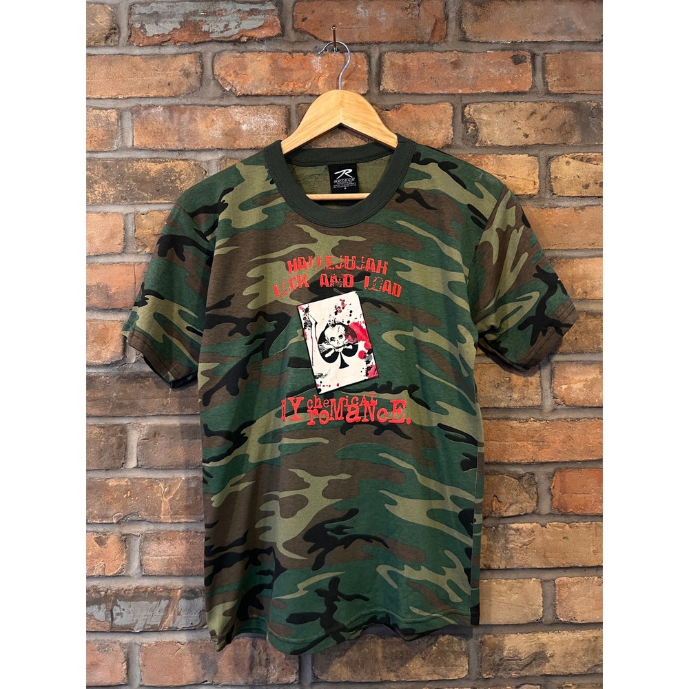 Vintage My Chemical Romance MCR Camo TShirt Mens Medium Hallelujah Lock and Lead